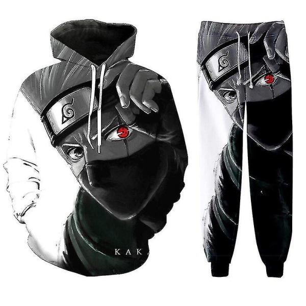 3d- printed Naruto Hatake Kakashi Sweatshirt Huvtröja Pullover Byxor Vuxna Cosplay Costume-c Trousers 3XL