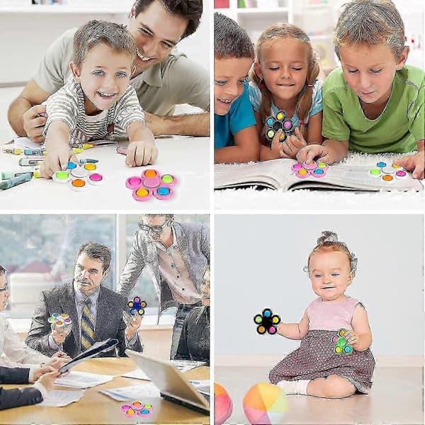 6-pakning Pop Fidget Spinners, Push Bubble Fidget Spinner, Partyfavor Sensorisk Enkel Fidget
