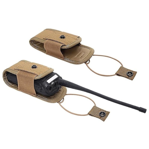1000d Taktisk Molle Radio Walkie Talkie Väska Midjeväska Hållare Ficka Bärbar Intercom Holster Bärväska För Jakt Camping tan