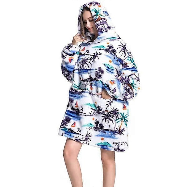 Ny Design Hawaii-Mönstrad Flanell Ungdom Brumous Sommar Stylehousedress Filt Hoodie SYR128 extended length 1.4m