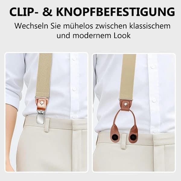 Herre Elastiske Seler 3,5 cm - Y-formet med Knap & Klips, Justerbar Retro Stil