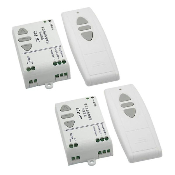 2X JW-T02 AC 220V Motor Trådløs Fjernkontrollbryter Opp Ned Stopp Rørformet Motorstyring Fremover Bakover RX Låst~15699