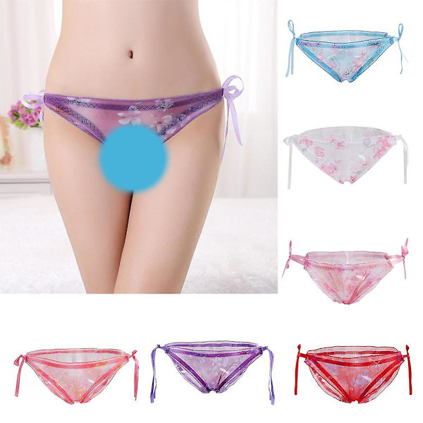 Dames Bandage Sheer Gaze Blomster G-streng Trusser Underbukser Hvid