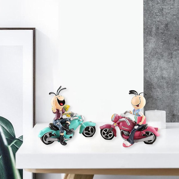 2 stk. Motorcykel Dukke Statuette Små Figurer Til Bordplade Kontor Soveværelse