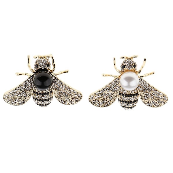 4x helmi-timantti-kivillä koristeltu mehiläisen rintaneula, hyönteinen, lapel-neula, boutonniere, musta