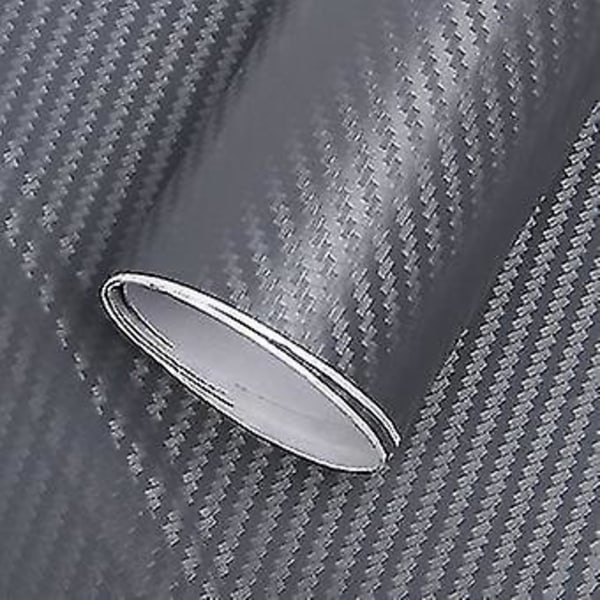 3D Kolfiber-Stil Bil Externt Wrap Rulle Dekaler Mörkgrå - 1.52mx60cm
