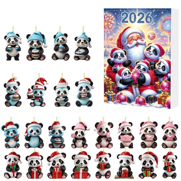 2026 Julekalender Blind Box: Nytårs Panda Charm Blind Box - Julekalender