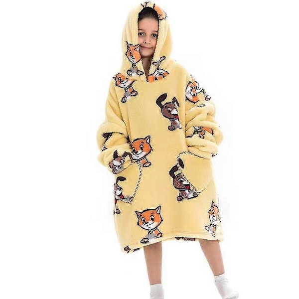 2024 new cross-border children's cold-proof clothing flannel lambskin home clothes thickened pajamas lazy TV blanket SYR170