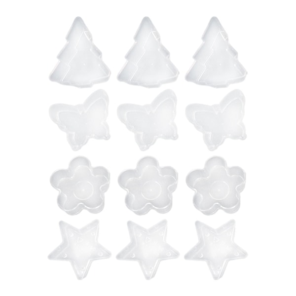 12 stk. Klar Plastik Teelys Kopper 4 Former Teelysforme Holdere Beholdere