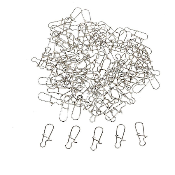 3x100 stk Fiske Lås Snap Hook Agnskobling Svirvler Solid Ring Klips - 11mm