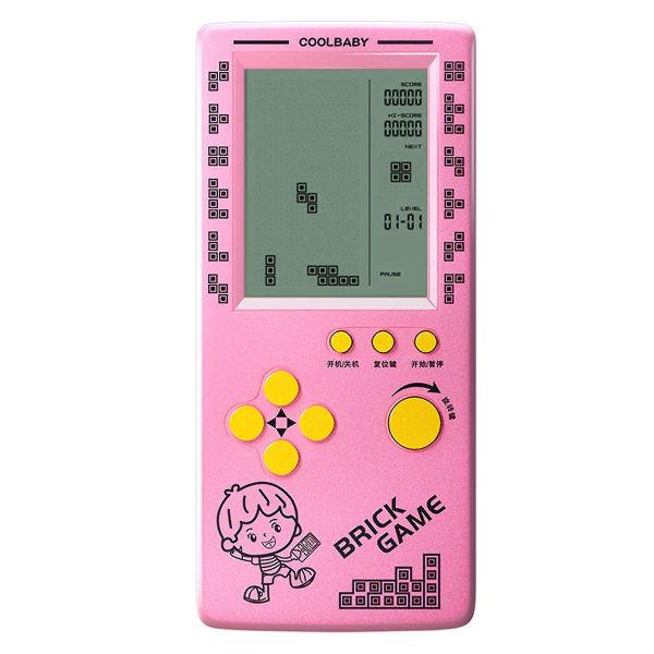 Rs-100 Tetris spelkonsol Klassiskt blockspel Pusselspel Player Handheld Game Machine Brick Games Beyamis Hk qd best Pink