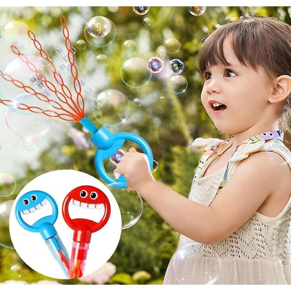 32-håls leende ansikte Bubble Stick med Bubbles Refill, Barns Bubble Wand-leksak Red