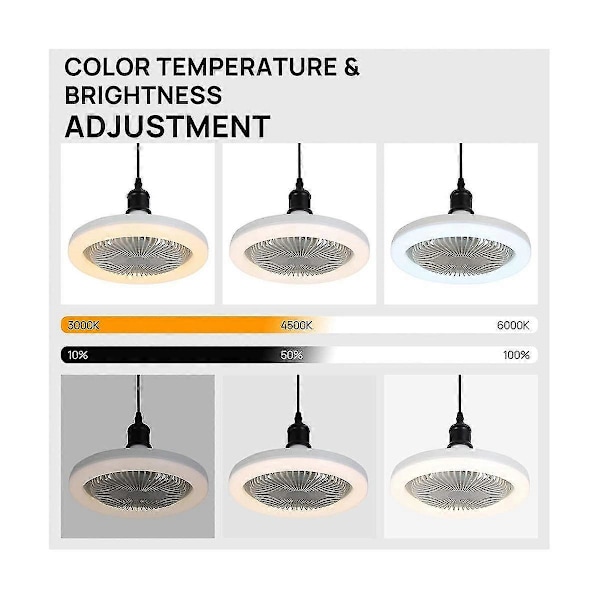 30W Taklampe med Integrert Lys E27 Fjernkontroll Takbelysning Soverom Stue Bryterkontroll