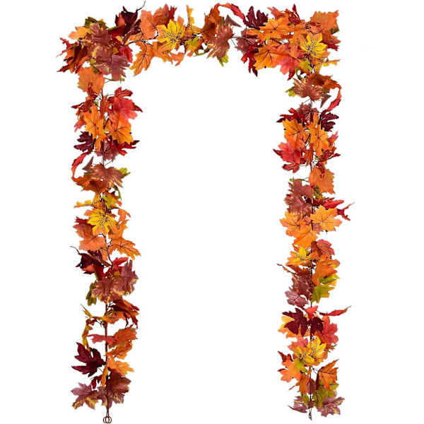 2 Pack Autumn Wreath Maple Leaf Hanging Vine Wreath Artificial Autumn Leaf Wreath for Home Wedding