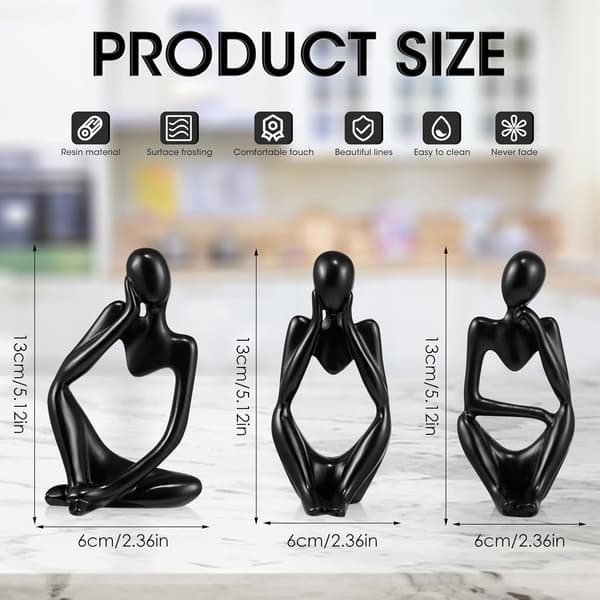 Nordisk Tenker Statue Sett, 3-delt Abstrakt Tenker Statue Sett