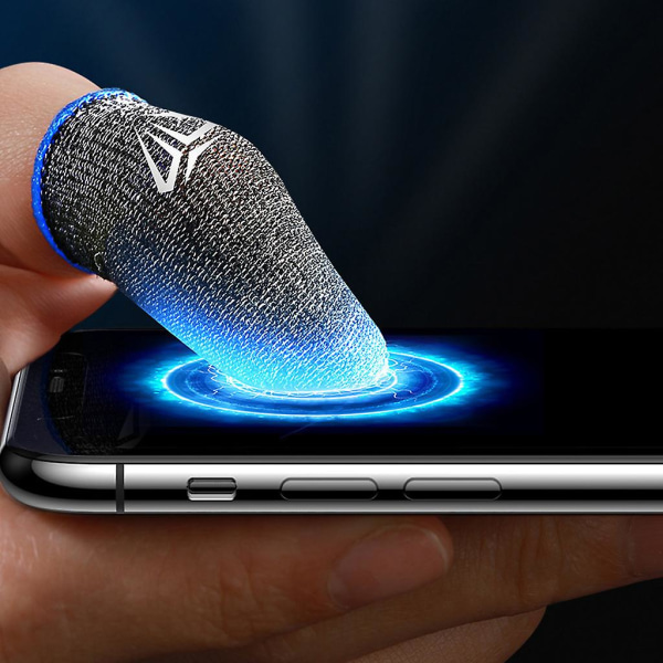 Telefon Gaming Finger Sleeve För Mobil Controller Silver Fiber Sensitive Blue