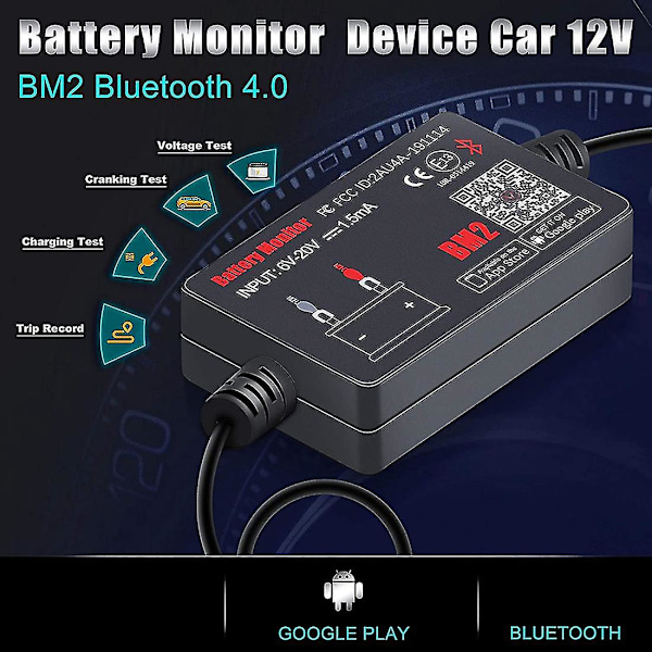 Bluetooth Bm2 12V Akunvalvonta Auton Akun Analysaattori Testi Akun Diagnostiikkatyökalu Androidille ja iOS:lle