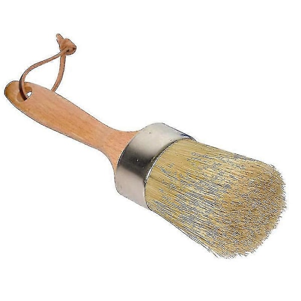 Chalk And Wax Paint Brush Large 2-in-1 Round Natural Bristles Painting Tool Compatible Diy Furniture Stenc-dt