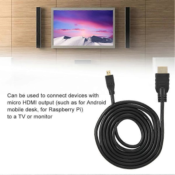 4 stk. Micro HDMI til HDMI Kabel 1,5 Meter HD Videokabel Passer til Raspberry Pi 4B