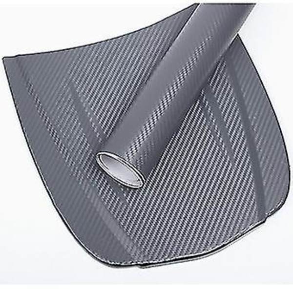 3D Kolfiber-Stil Bil Externt Wrap Rulle Dekaler Mörkgrå - 1.52mx60cm