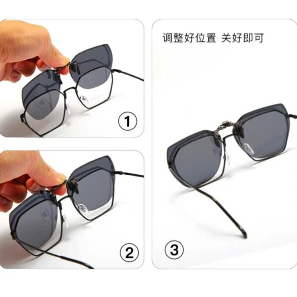 Metal clip-on solbriller - sort