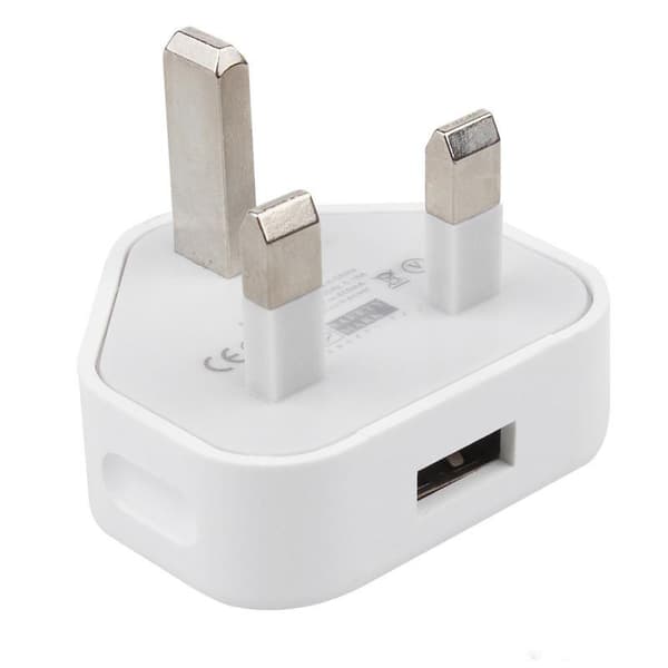 UK USB-stik, USB-opladerstikadapter, UK 5W mobiltelefonstik, med USB-interface 2-pak