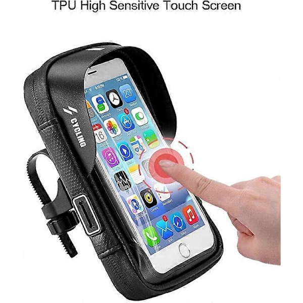 Vattentät Cykelstyre Telefon Touchskärm Väska-C Fäste-Hård Botten-Diamantmönster Svart-7.0 Tum (Enkelpack)