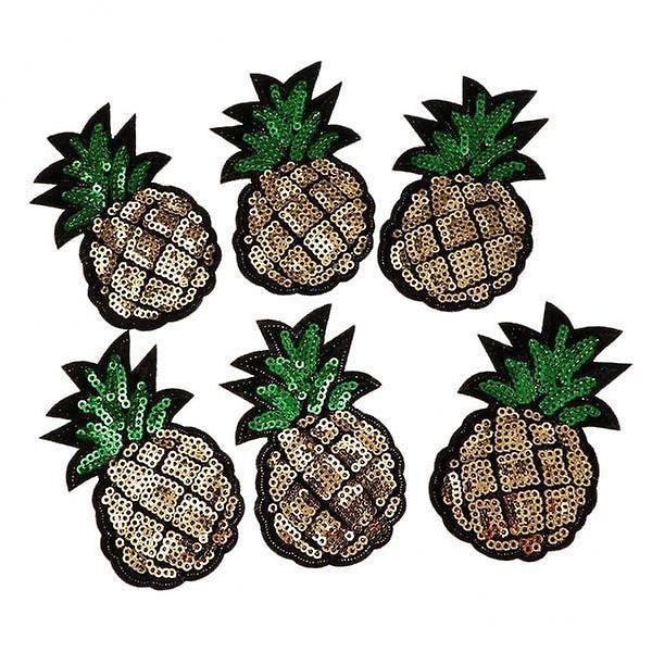 36x6stk Ananas Pailletter DIY Sy Applikationer Klistermærker Broderi Patches Tøj