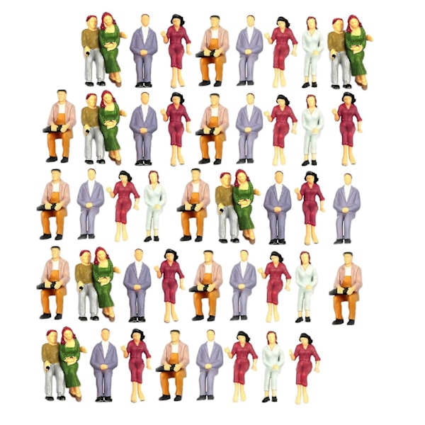 200 stk. Malede Modeltog Siddende Personer Passagerer Figurer 1:200