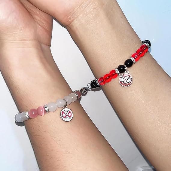 Edderkopp Vennskapsarmbånd, søtt pararmbånd med magnetisk hjerte-design