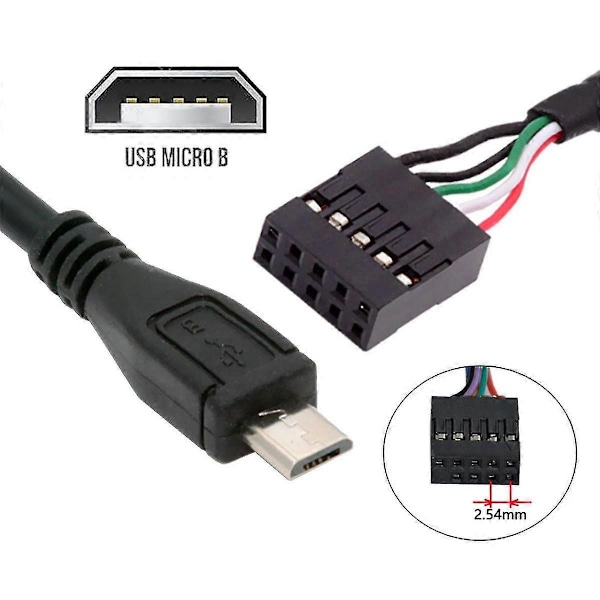 U2-018-MM USB 2.0 Motherboard 9-bens 10-bens Header til Micro USB 5-bens Kabel 50cm til Mini Monitor Sensor