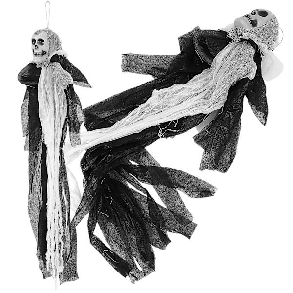 2 stk Halloween Henge-spøkelse Triksrekvisitter Skummel Skalle Hengedekor Romflukt Spøkelseshus Henge Stille Spøkelse (Svart)