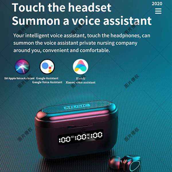 Bluetooth-headset Intelligent 5.1 Stereo Surround Sound Mini Headset med Digital Display Laddningsfack