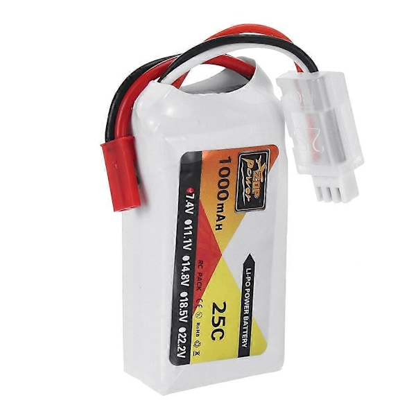 ZOP Power 7.4V 1000mAh 25C 2S LiPo Akku JST-liittimellä RC-droneen