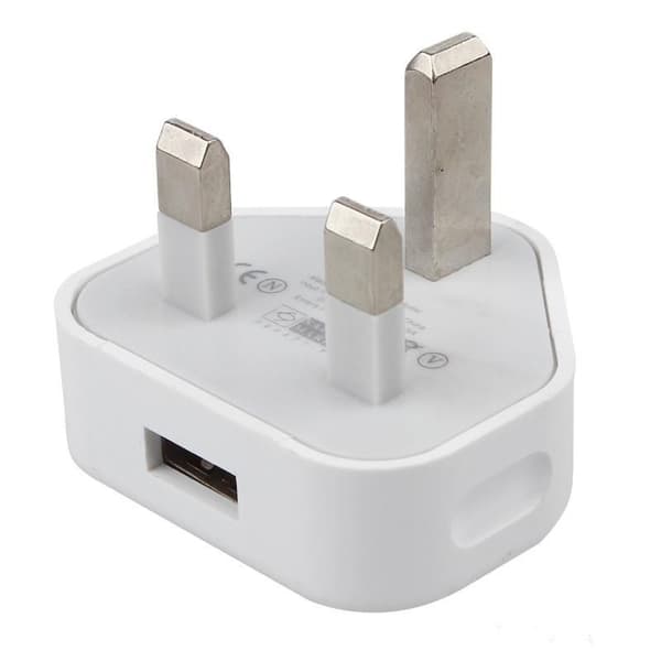 Britisk USB-plugg, USB-laderadapter, britisk 5W mobiltelefonplugg, med USB-grensesnitt 2-pakning