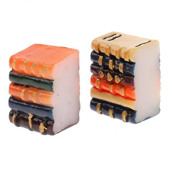 2x 1/12 Skal Resinböcker Dockhus Miniatyr Bokhylla Dekoration