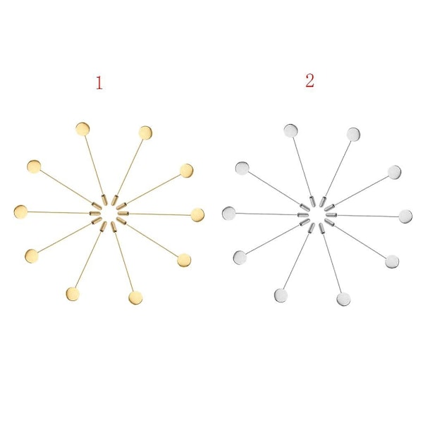 3x10 Stykker Tomme Base 1.2cm Reversstift Hatt Sjal Brosje DIY Håndverk Gull