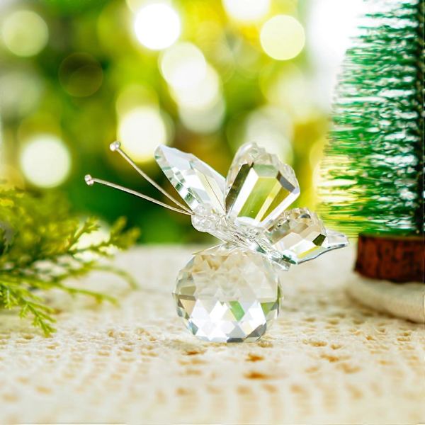Kristallilentoperhonen lasipallojalustalla - Figuurikokoelma - Koriste - Eläin - Keräilyesine (kirkas)