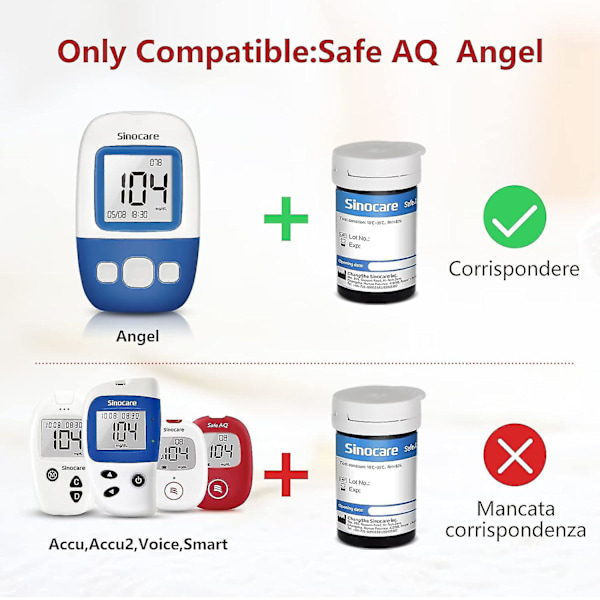 Sinocare Safe AQ Glukose Teststrimler og Lancetter 50 stk.