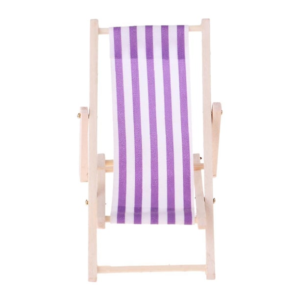 2 stk. Stribede Træ Lounge Stole 1/12 Dukkehust Miniatur Møbler Dekoration