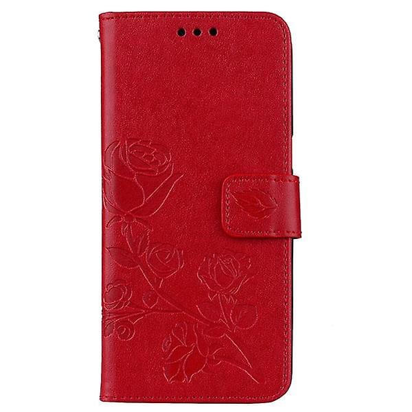 Samsung Galaxy S10e Cover - Wallet Rose Print Rød