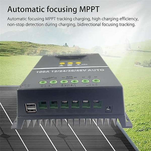 Pwm 100a 12v 24v 36v 48v Auto Solpanel-laderegulering
