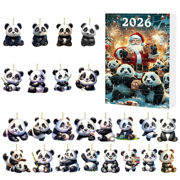 2026 Julekalender Blind Box: Festlig Panda Rygsækvedhæng