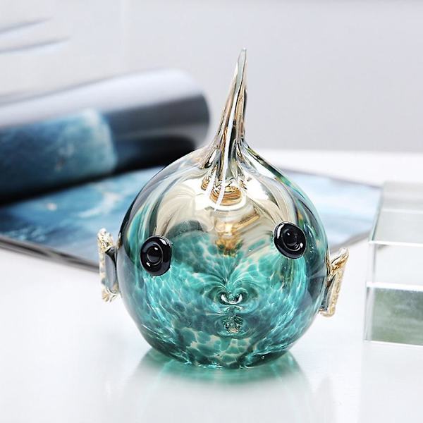 Håndblåst Fiskefigur Glassdyr Kunstglass Fiske Samling Figurer 14x11.5x15cm