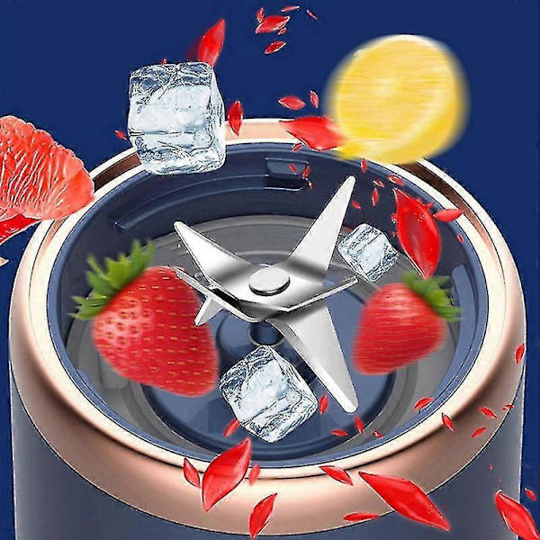 6-Bladig Saftcentrifug & Mixer med Saftkopp & Lock, Bärbar USB Laddningsbar Liten Fruktjuiceblandare