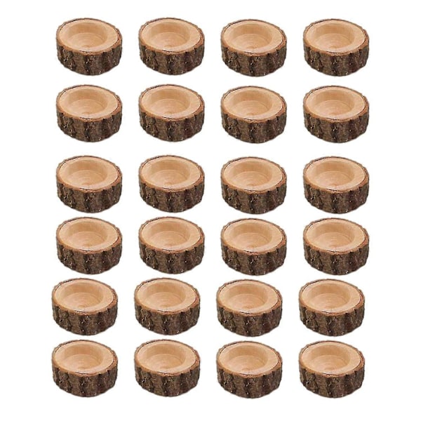 24 st Trä Ljusstake, Votiv Tealight Hållare För Bröllop Fest För Bord, Födelsedag Jul Pa