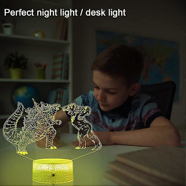 Godzilla vs King Kong Nattlampa Barnrum LED Dekorlampa med Fjärrkontroll/16 Färger som Födelsedagspresenter eller Present till Pojkar/Flickor/Bebis