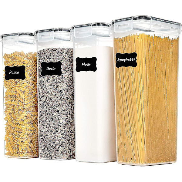 Lufttette matbeholdere med lokk, 4 stk 2,8l pastabeholdere for pantryorganisering og oppbevaring, BPA-fri kjøkkenoppbevaringsbeholdere for S