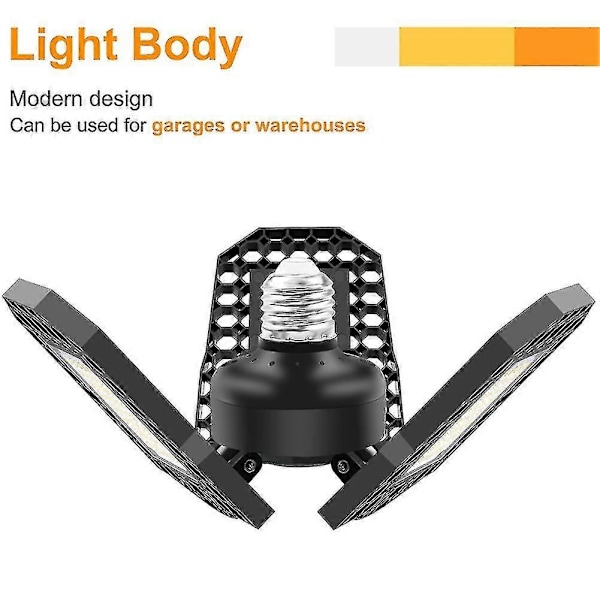 LED-garagelampa 40W Deformerbar Ljus Hög Justerbar Vinkel LED-lampa för Verkstad Industrilampa (Varmvit)
