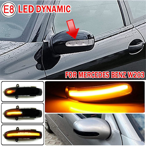 Dynamisk LED Bakspeil Side Speil Blinklys Indikatorlys Svingsignal Lampe For C W203 T-modell Cl203